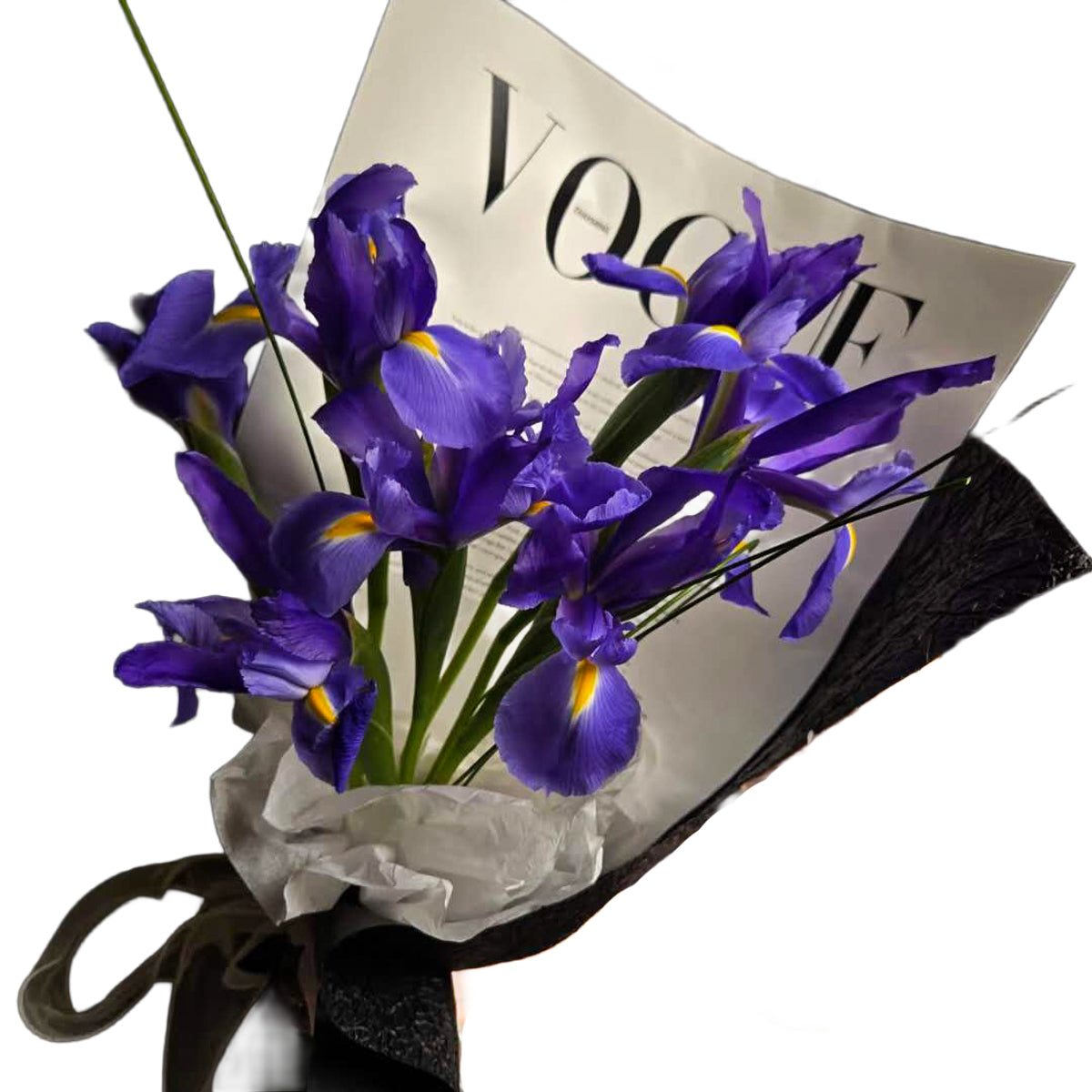 Radiance of Purple – Premium Irises with Black & White Modern Wrap