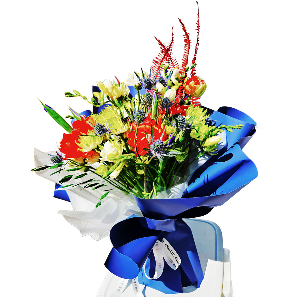 Luminous Star Whisper – Mixed Rose & White Bloom Hand-tied Bouquet