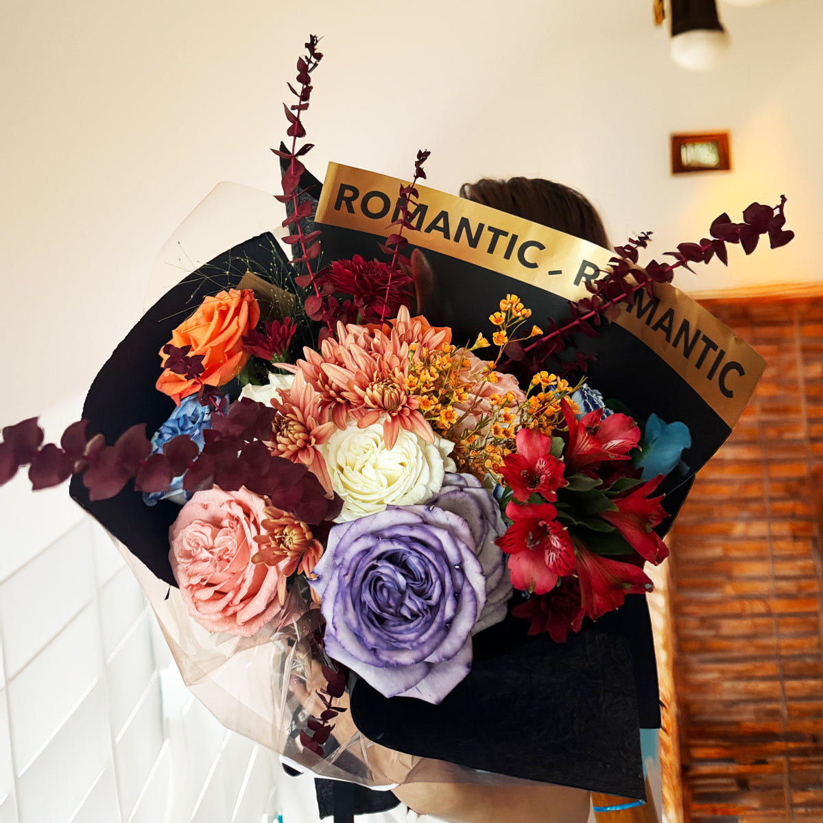Romantic Symphony – Pink, Purple & Orange Rose Bouquet