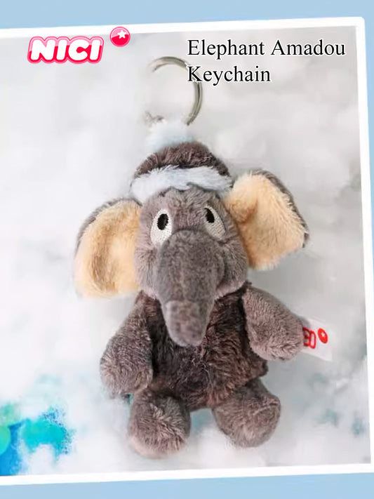 NICI Elephant Amadou Keychain 4in/10cm