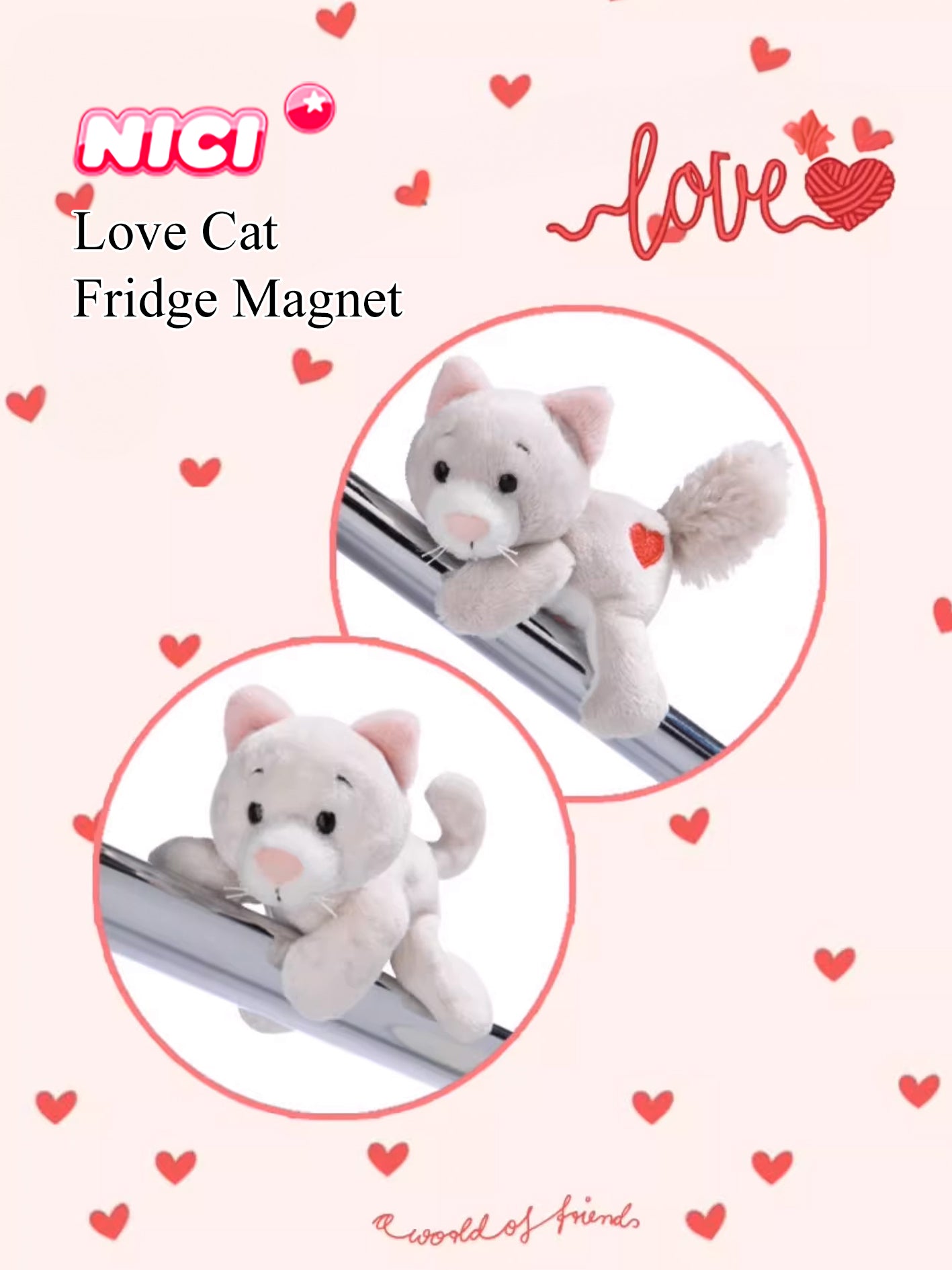 NICI Love Cat Fridge Magnet 4.7in/12cm