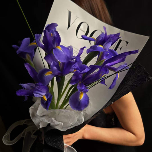 Radiance of Purple – Premium Irises with Black & White Modern Wrap