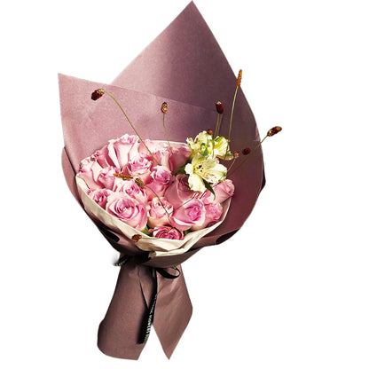 Twilight Kiss – Purple-Pink Rose & Alstroemeria Bouquet