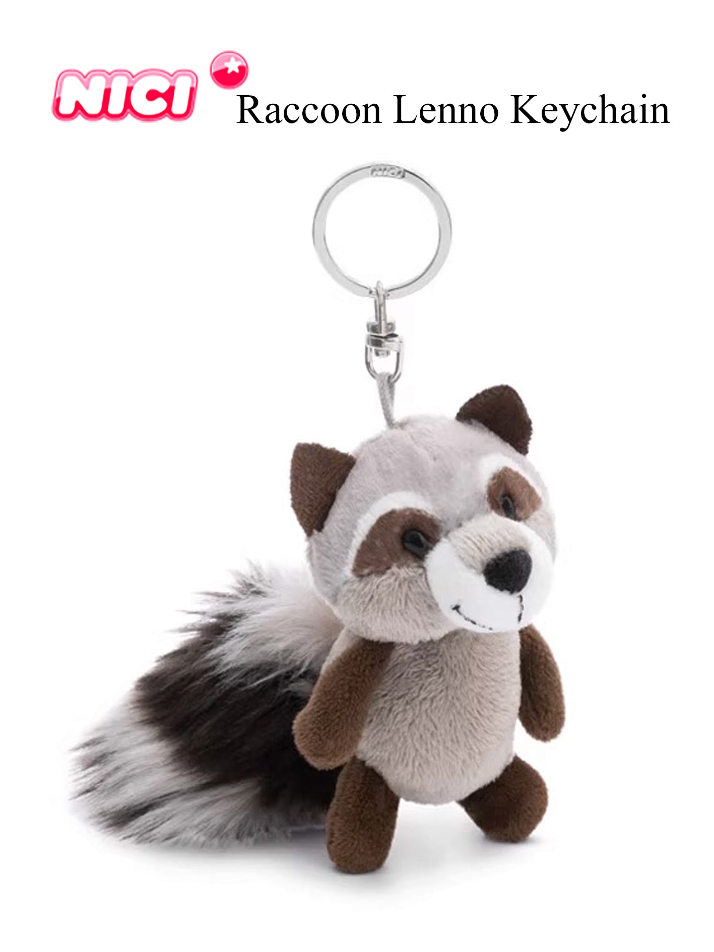 NICI Raccoon Lenno Keychain 4in/10cm