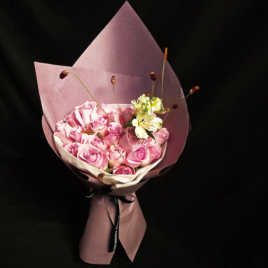 Twilight Kiss – Purple-Pink Rose & Alstroemeria Bouquet