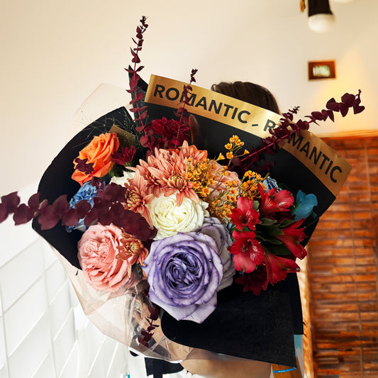 Romantic Symphony – Pink, Purple & Orange Rose Bouquet