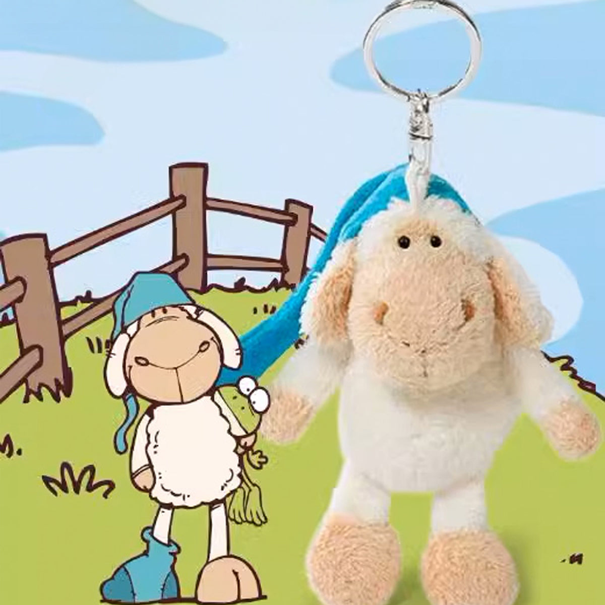 NICI Jolly Sleepy Sheep Keychain 4in/10cm – D2 LUXE BLOOMS