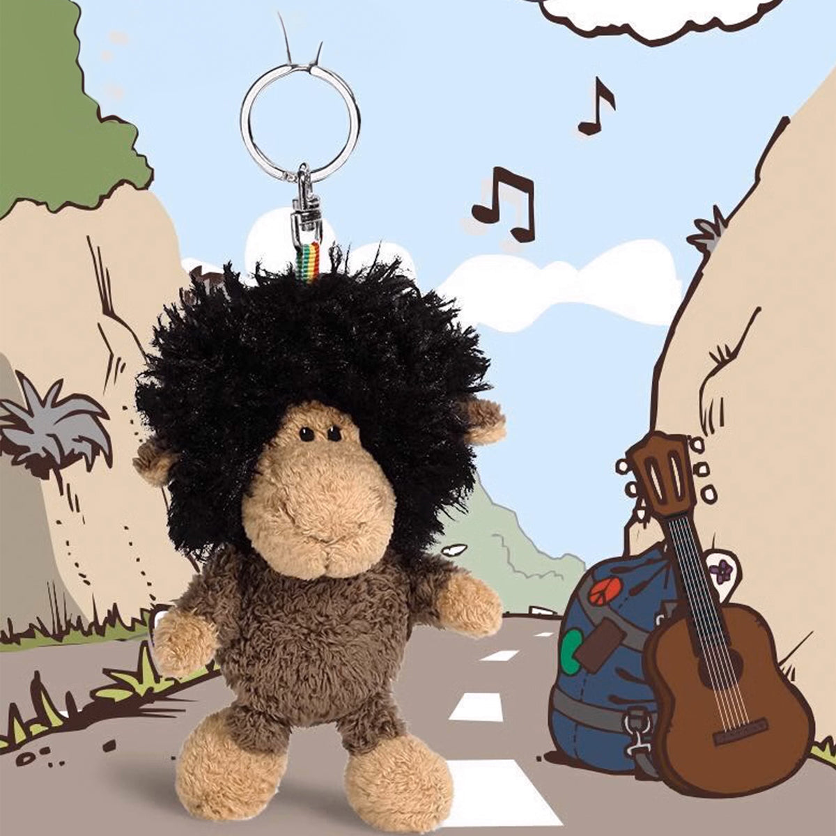 NICI Jolly Afro Keychain 4in/10cm