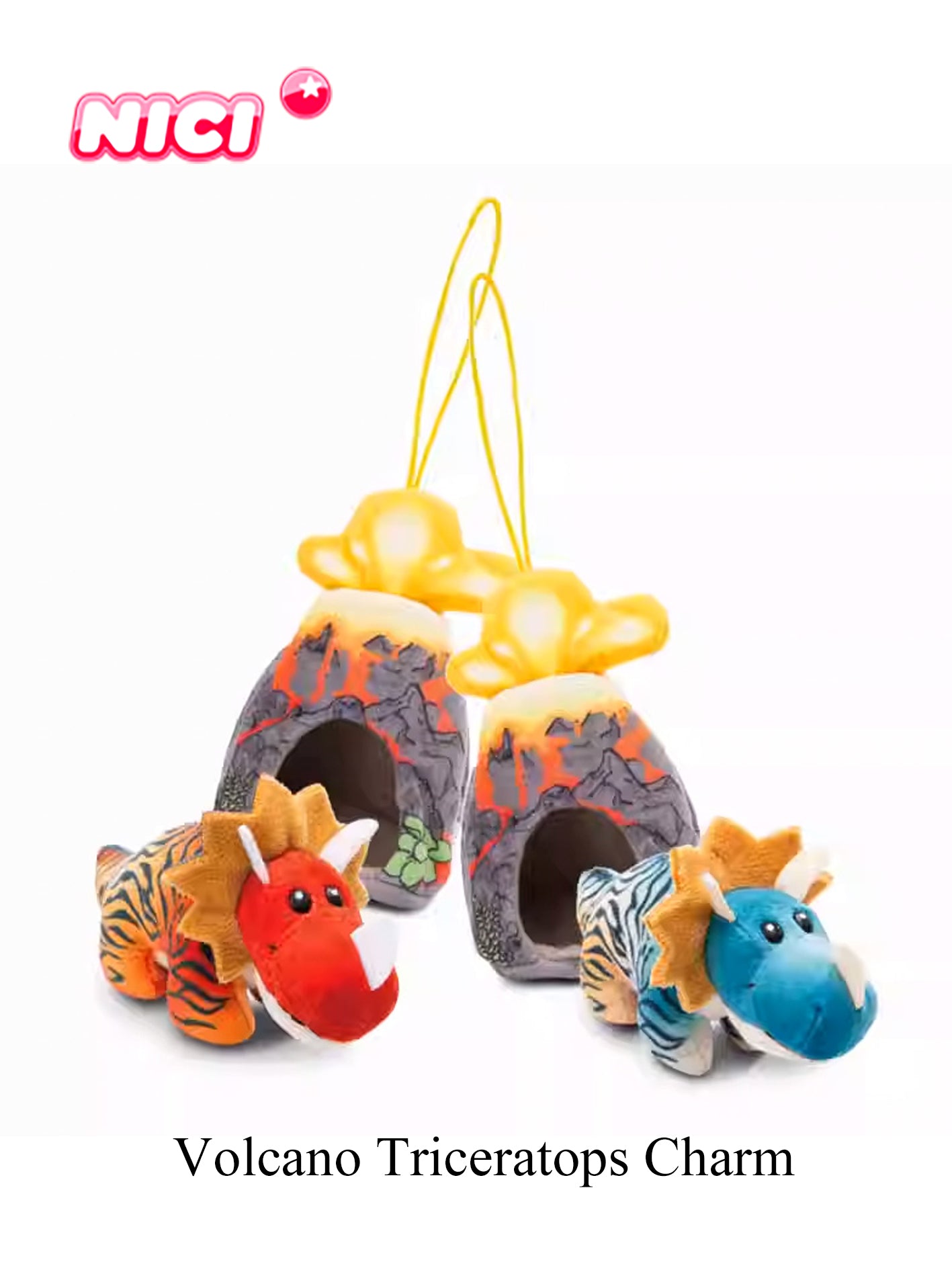 NICI Volcano Triceratops Charm 4.7in/12cm