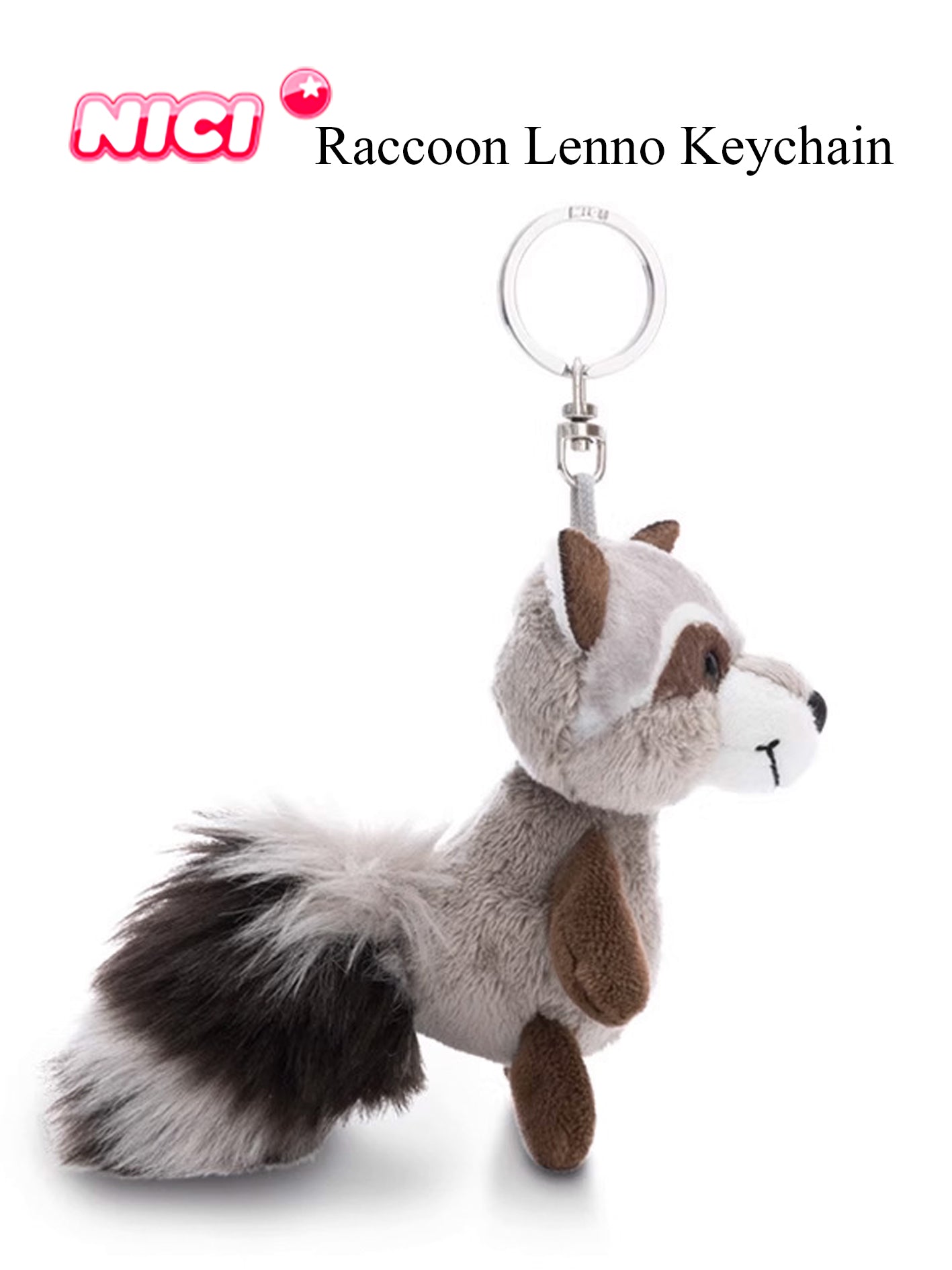 NICI Raccoon Lenno Keychain 4in/10cm