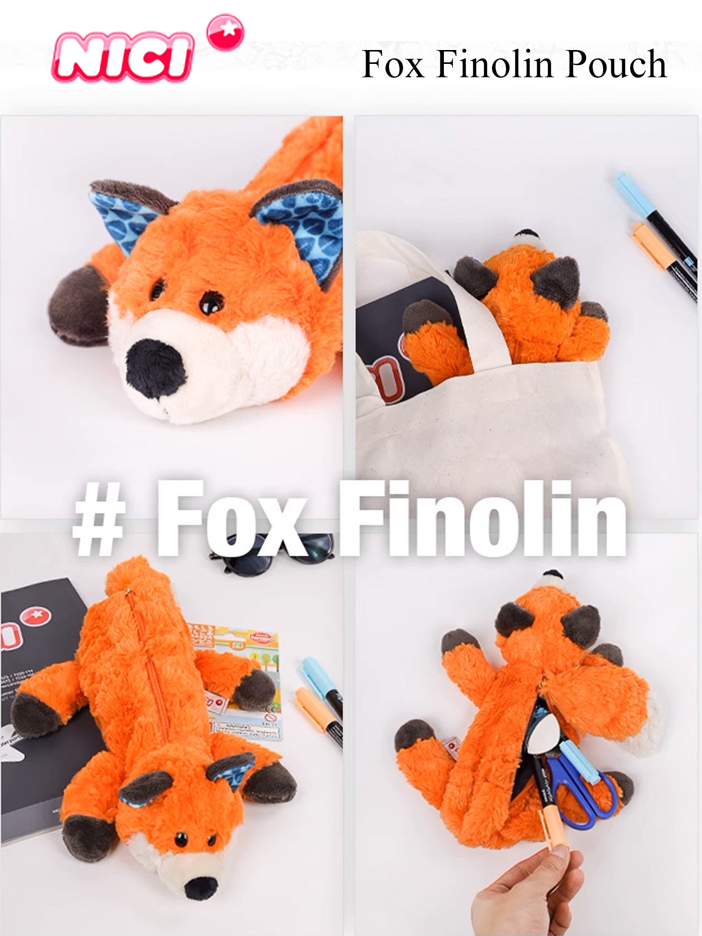 NICI Fox Finolin Pouch 11in/28cm