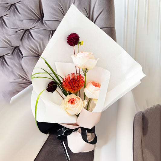 Serenade of Bloom – Blush, Maroon & Protea Bouquet