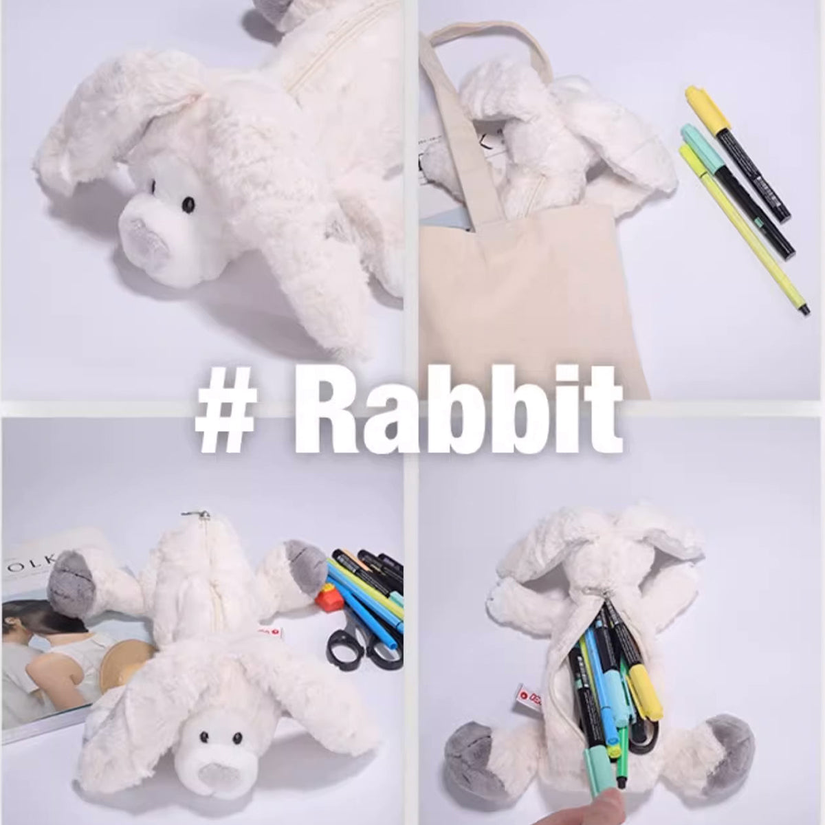 NICI Snow Rabbit Pouch 11in/28cm