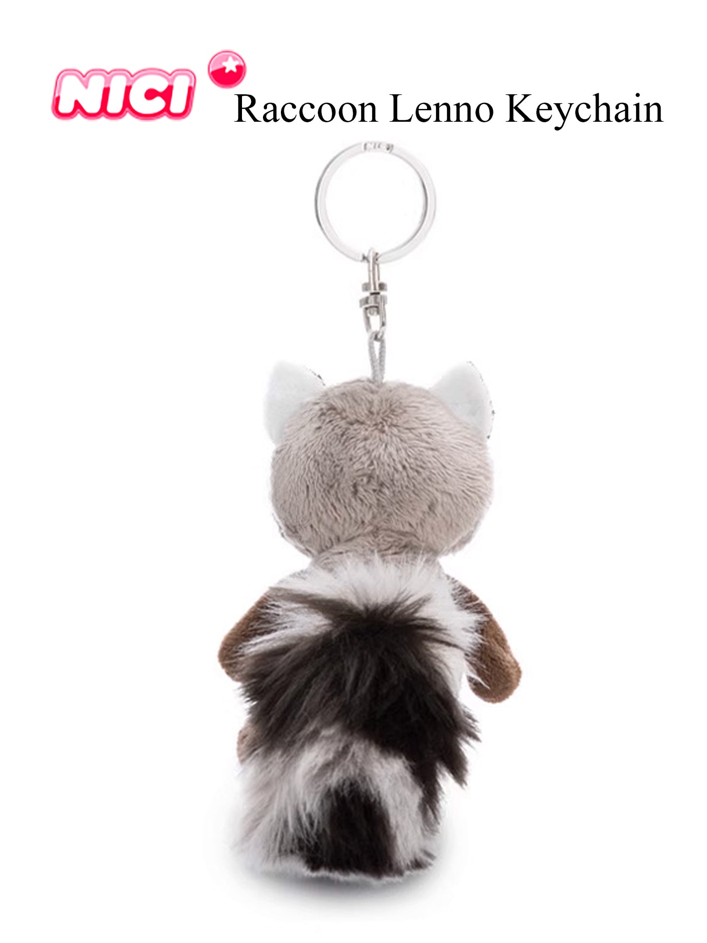 NICI Raccoon Lenno Keychain 4in/10cm