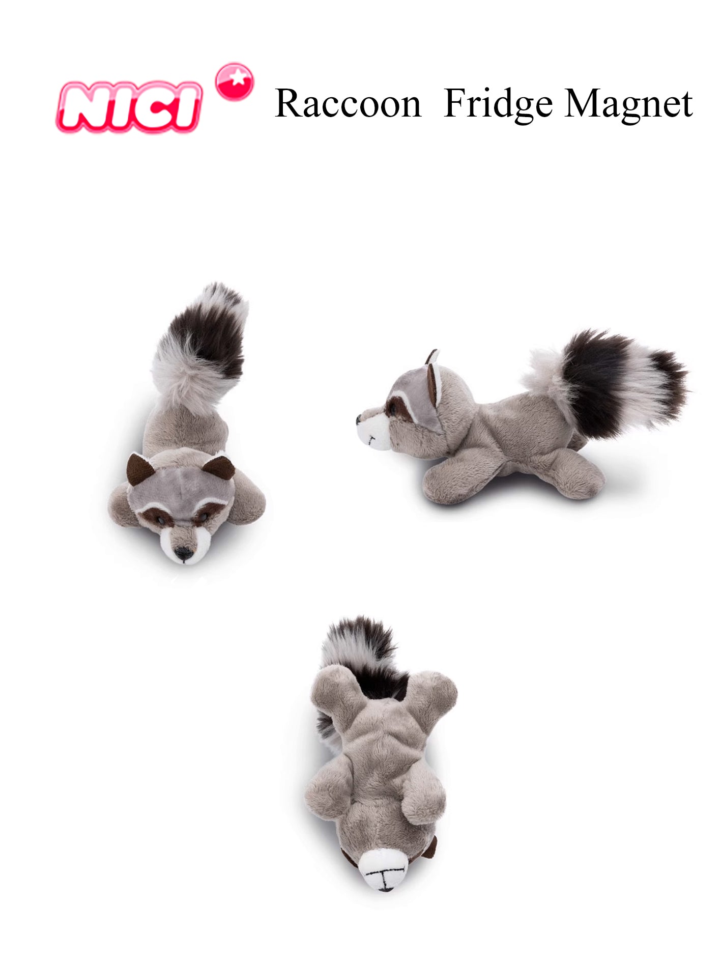 NICI Raccoon/Arctic Fox  Fridge Magnet 4.7in/12cm